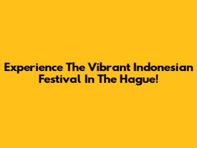 Experience The Vibrant Indonesian Festival In The Hague!