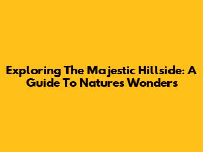 Exploring The Majestic Hillside: A Guide To Nature's Wonders
