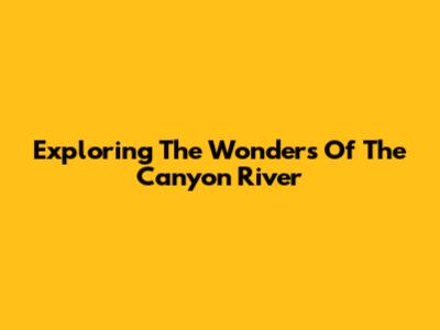 Exploring The Wonders Of The Canyon River
