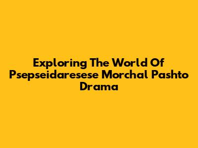Exploring The World Of 'Psepseidaresese Morchal' Pashto Drama