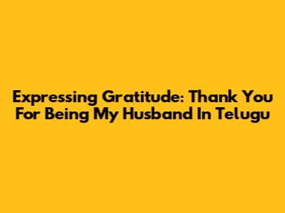 Expressing Gratitude: "Thank You For Being My Husband" In Telugu