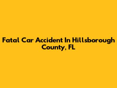 Fatal Car Accident In Hillsborough County, FL