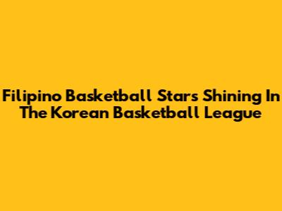 Filipino Basketball Stars Shining In The Korean Basketball League