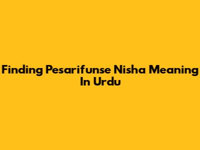 Finding Pesarifunse Nisha Meaning In Urdu
