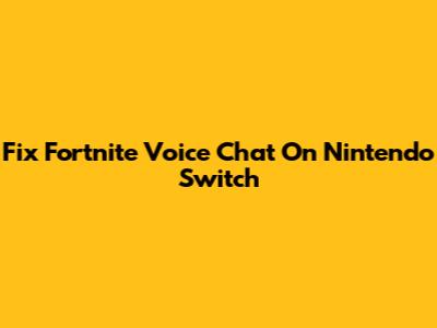 Fix Fortnite Voice Chat On Nintendo Switch