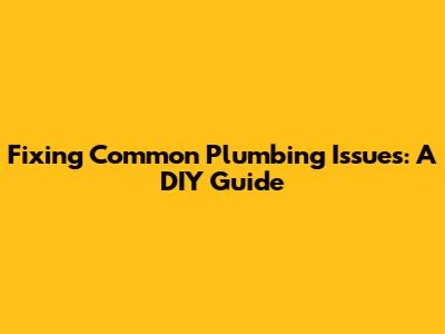 Fixing Common Plumbing Issues: A DIY Guide