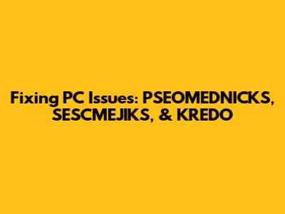 Fixing PC Issues: PSEOMEDNICKS, SESCMEJIKS, & KREDO