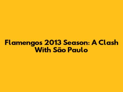Flamengo's 2013 Season: A Clash With São Paulo