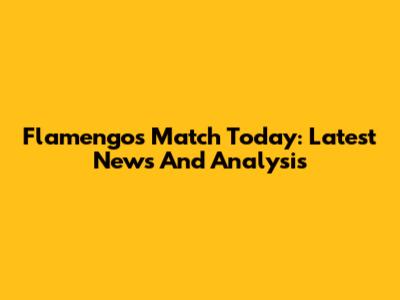 Flamengo's Match Today: Latest News And Analysis