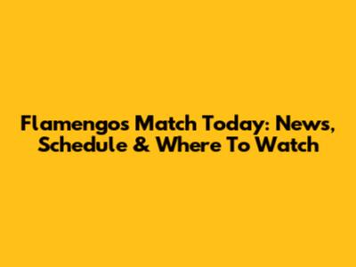 Flamengo's Match Today: News, Schedule & Where To Watch
