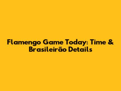 Flamengo Game Today: Time & Brasileirão Details