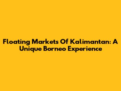 Floating Markets Of Kalimantan: A Unique Borneo Experience