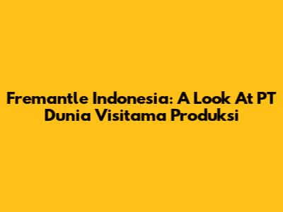 Fremantle Indonesia: A Look At PT Dunia Visitama Produksi