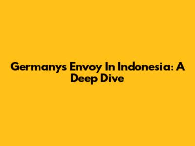 Germany's Envoy In Indonesia: A Deep Dive