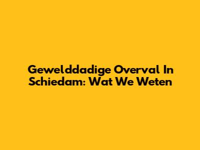 Gewelddadige Overval In Schiedam: Wat We Weten