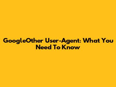 GoogleOther User-Agent: What You Need To Know