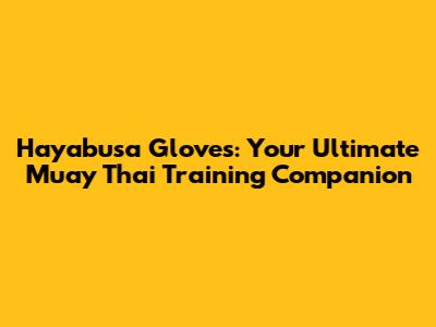 Hayabusa Gloves: Your Ultimate Muay Thai Training Companion