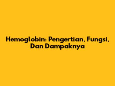 Hemoglobin: Pengertian, Fungsi, Dan Dampaknya