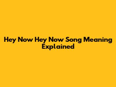 Hey Now Hey Now Song Meaning Explained