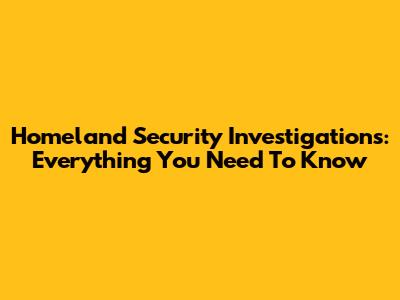 Homeland Security Investigations: Everything You Need To Know