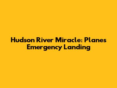 Hudson River Miracle: Plane's Emergency Landing