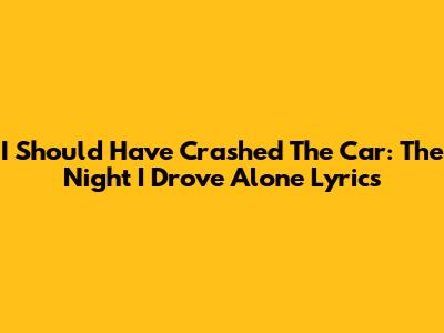 I Should Have Crashed The Car: The Night I Drove Alone Lyrics