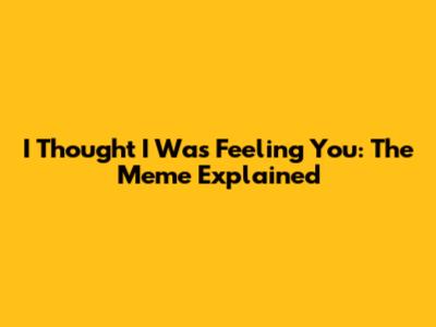 I Thought I Was Feeling You: The Meme Explained