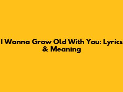 I Wanna Grow Old With You: Lyrics & Meaning