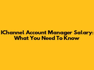 IChannel Account Manager Salary: What You Need To Know