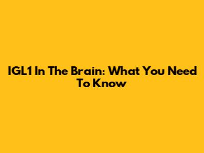IGL1 In The Brain: What You Need To Know