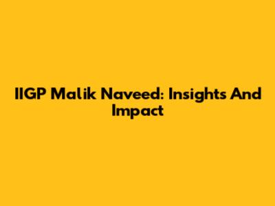 IIGP Malik Naveed: Insights And Impact