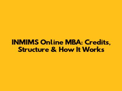 INMIMS Online MBA: Credits, Structure & How It Works
