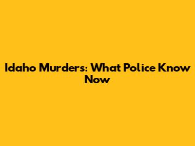 Idaho Murders: What Police Know Now