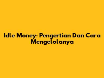 Idle Money: Pengertian Dan Cara Mengelolanya