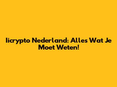 Iicrypto Nederland: Alles Wat Je Moet Weten!