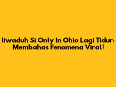 Iiwaduh Si Only In Ohio Lagi Tidur: Membahas Fenomena Viral!