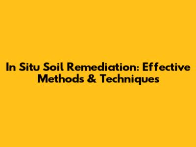 In Situ Soil Remediation: Effective Methods & Techniques