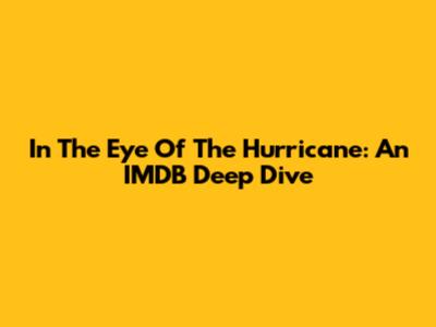 In The Eye Of The Hurricane: An IMDB Deep Dive