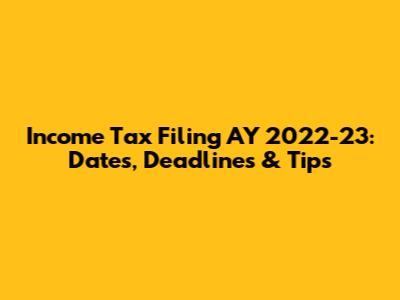 Income Tax Filing AY 2022-23: Dates, Deadlines & Tips