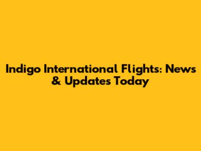 Indigo International Flights: News & Updates Today