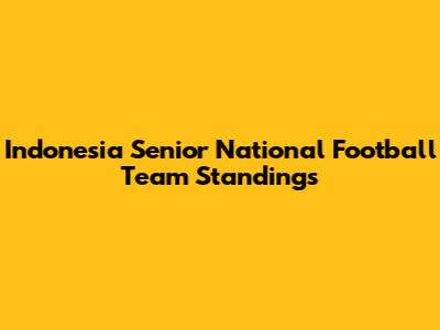 Indonesia Senior National Football Team Standings