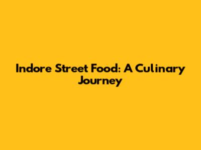 Indore Street Food: A Culinary Journey