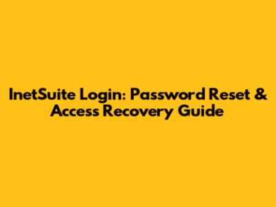InetSuite Login: Password Reset & Access Recovery Guide