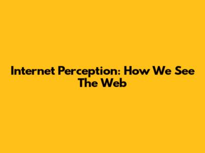 Internet Perception: How We See The Web