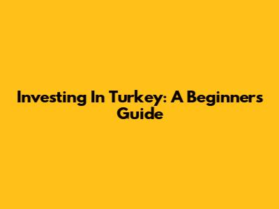 Investing In Turkey: A Beginner's Guide