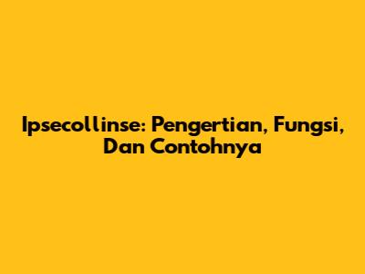 Ipsecollinse: Pengertian, Fungsi, Dan Contohnya