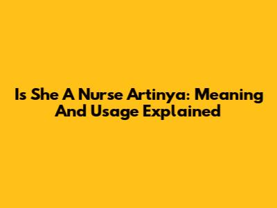 Is She A Nurse Artinya: Meaning And Usage Explained