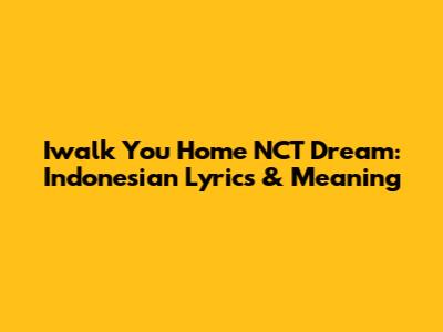 Iwalk You Home NCT Dream: Indonesian Lyrics & Meaning
