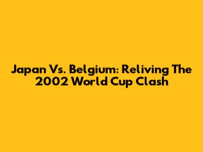 Japan Vs. Belgium: Reliving The 2002 World Cup Clash