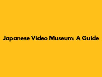 Japanese Video Museum: A Guide